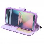 Wholesale Galaxy S6 Edge Premium Flip Leather Wallet Case with Strap (Purple)